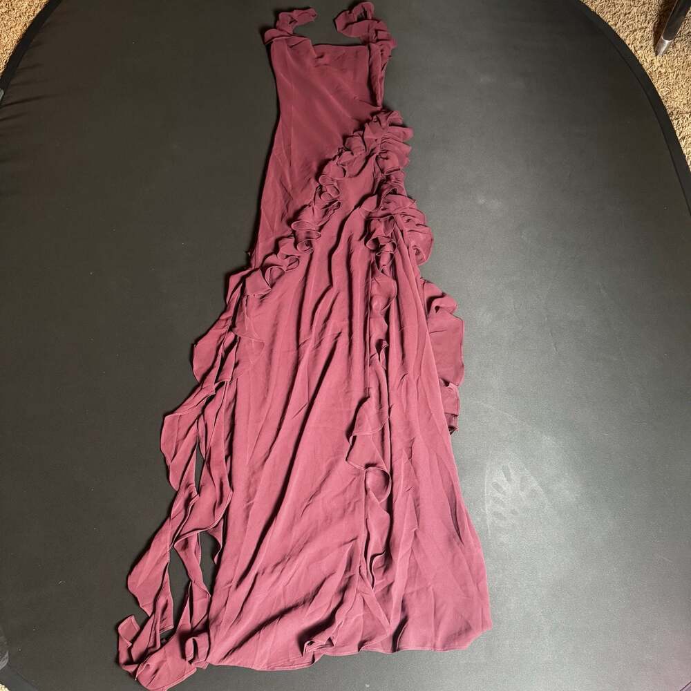 Clothing : Maxi Dresses : 'Ariela' Mulberry Ruffle Maxi Dress, View 2